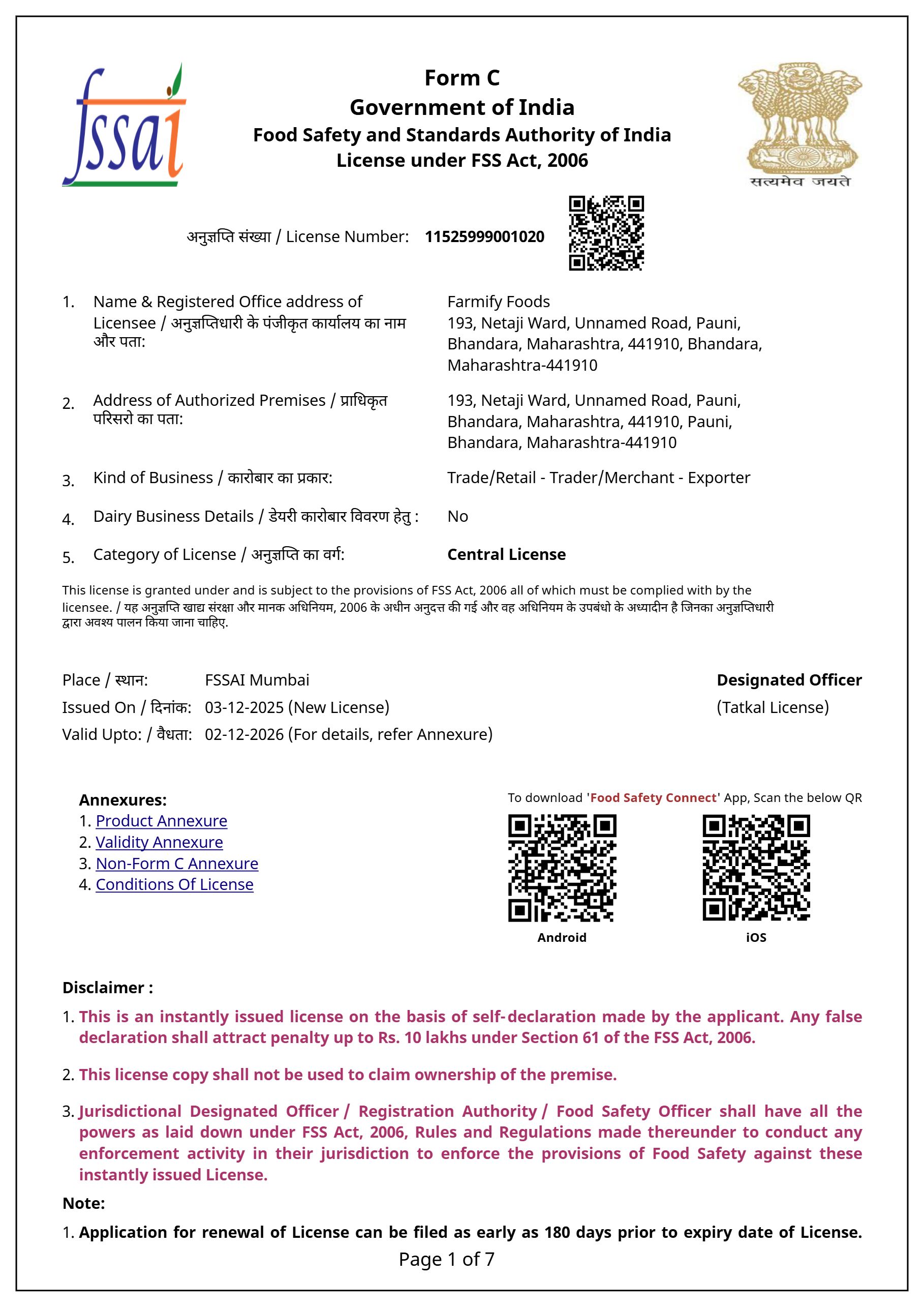 FSSAI License